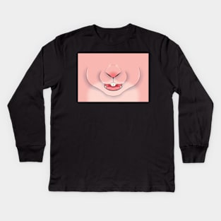 Sugar Pink Bunny Face Kids Long Sleeve T-Shirt